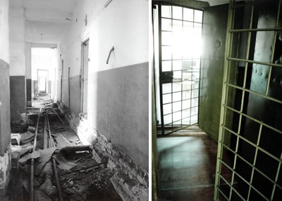 Perm-36 camp buildings before and after the restoration. Courtesy of the Gulag Museum at Perm-36.
